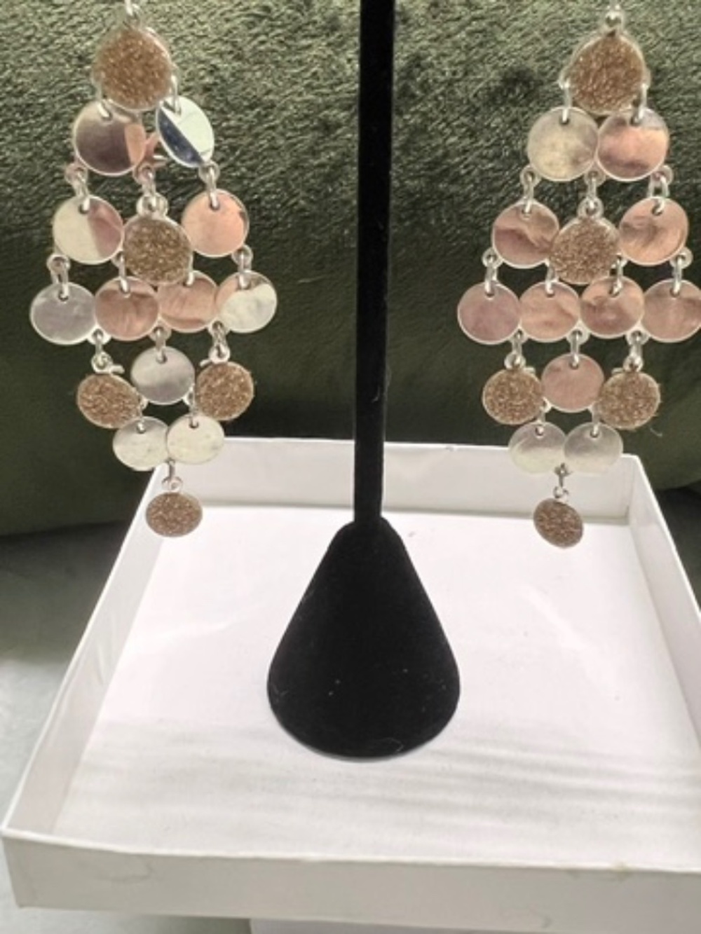 Shiny mixed metal chain link drop earrings